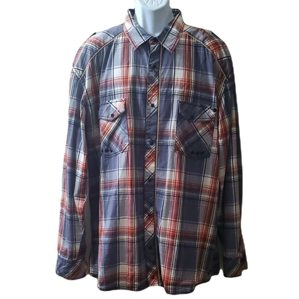 Buckle Black Athletic Fit Western Style Red Plaid Long sleeve Buttondown Shirt